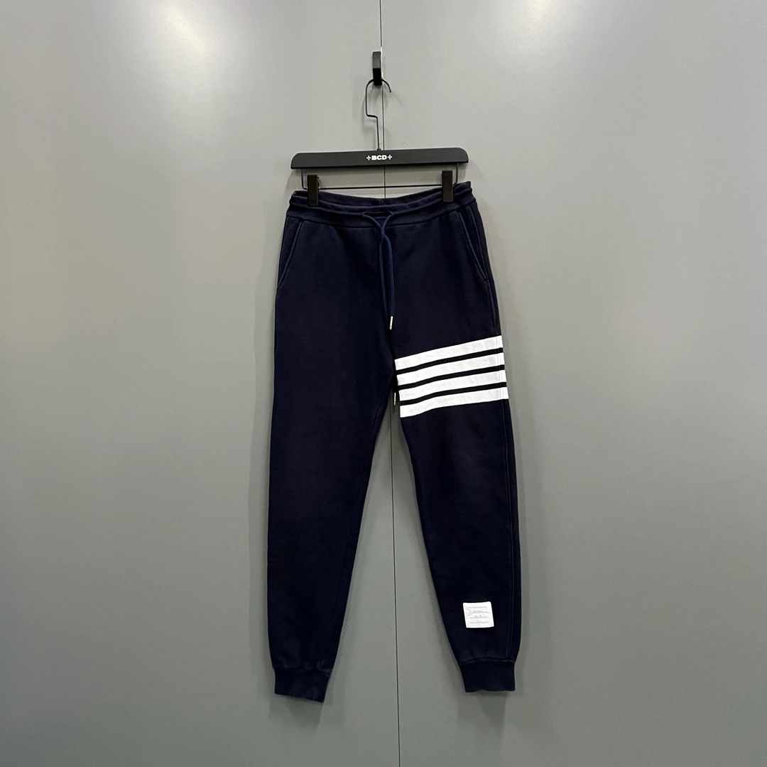 95新 THOMBROWNE （cc）藏青色四条纹抽绳卫裤 1码/7600/fg205349