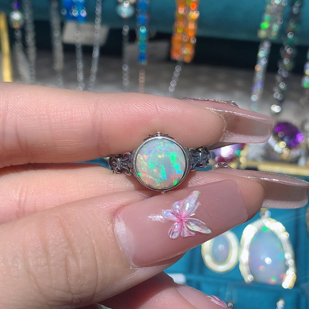 欧泊戒指银S925镶嵌福利