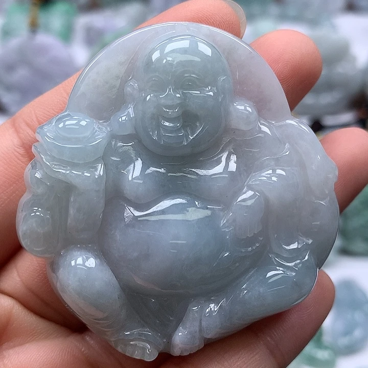 翡翠未镶嵌颈饰逍遥佛福利卡厚11+