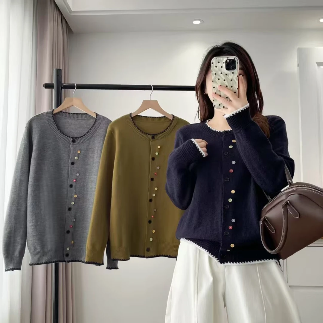 休闲时尚微胖mm大码女装秋冬宽松针织女装毛针织衫糖果色爱心开衫