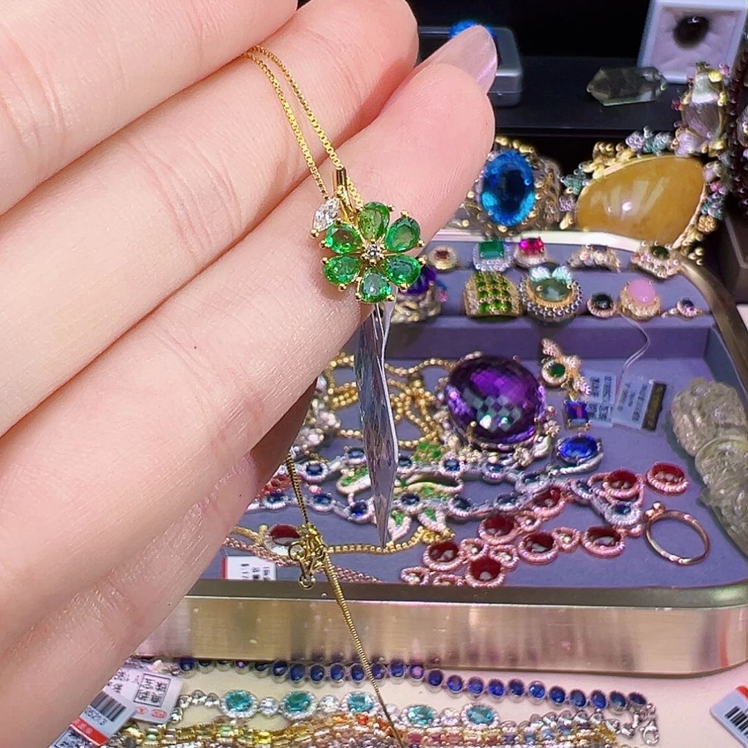 祖母绿银S925镶嵌祖母绿叠*