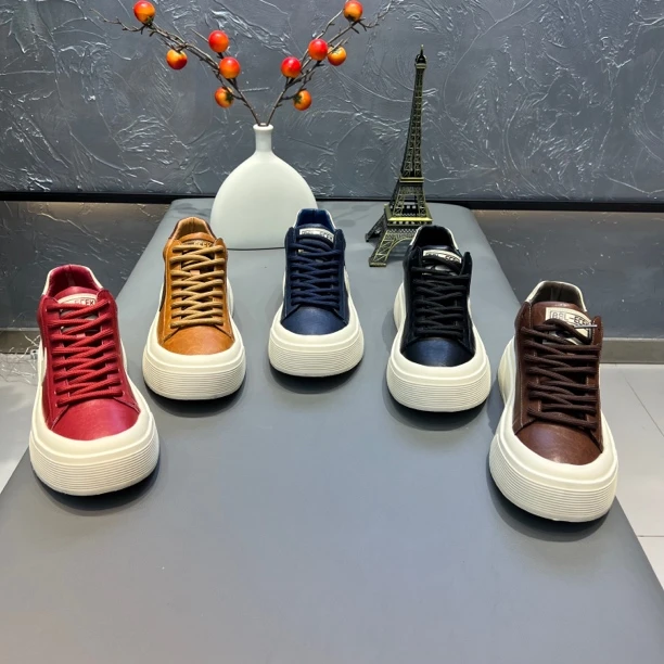 E1132秋冬新款皮面男鞋舒适百搭休闲鞋男士厚底运动鞋男（皮鞋码