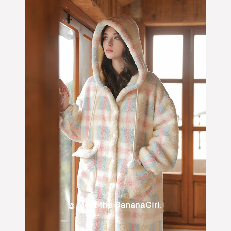 Bananagirl【梦幻之镜】睡衣女秋冬连帽睡袍循环蓄温速暖家居服外穿