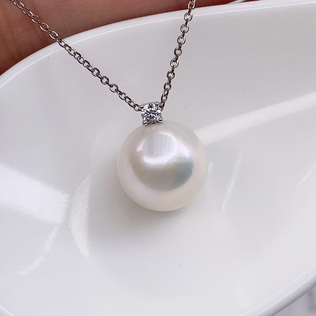 淡水珍珠银S925镶嵌吊坠(赠链)11/12mm