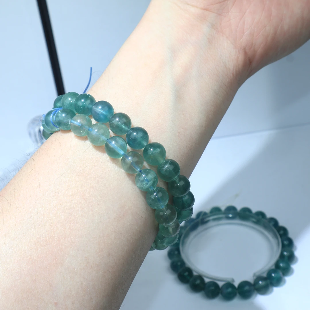 【不秋草珠宝】蓝萤石天然素圈8mm+ 单圈百搭男女通用时尚