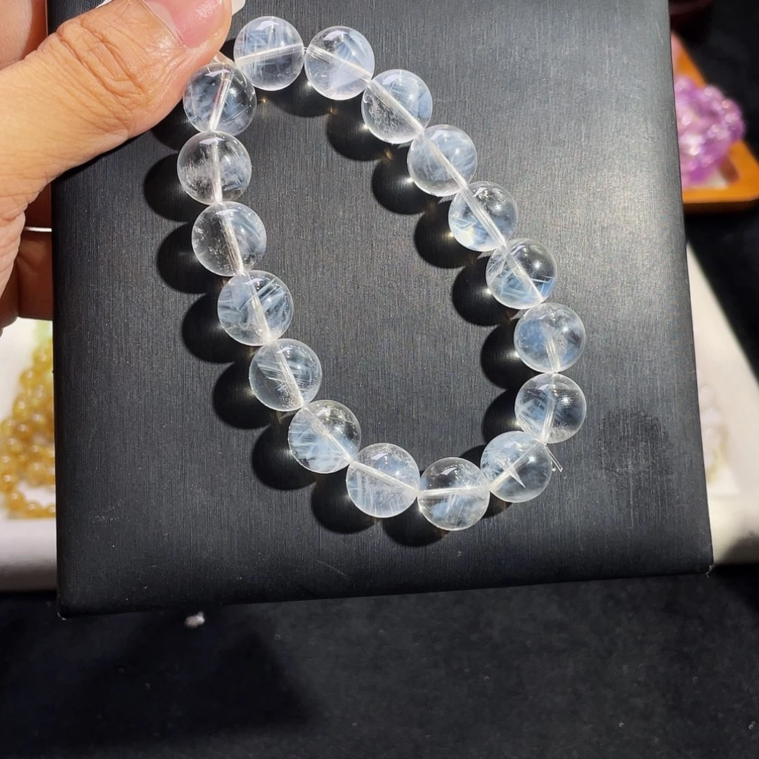 未镶嵌水晶手链隐蓝针白水晶12.6mm