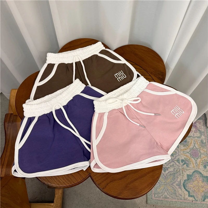 X001K刺绣字母短裤鱼子酱品牌童装儿童女童