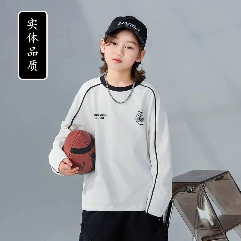 男童长袖T恤儿童秋衣打底衫春秋装2025新款洋气中大童潮流上衣
