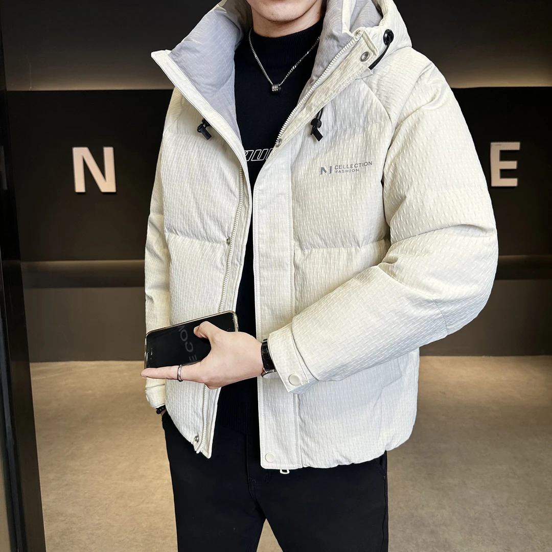 曼德西比利羽绒服男冬季连帽外套2025新款字母印花轻薄加厚冬外套