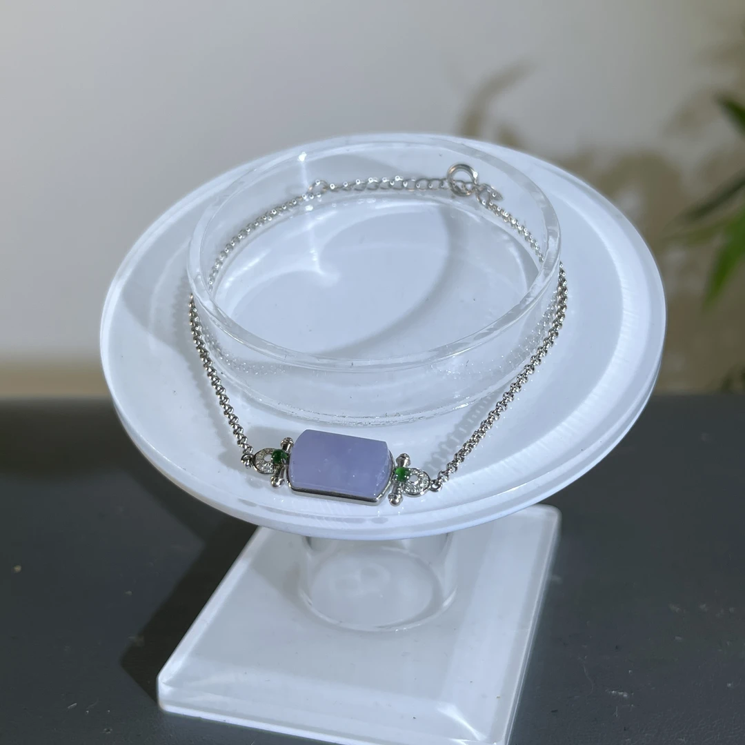 JGB14-183  天然缅甸A货翡翠  18k金钻镶嵌无事牌手链