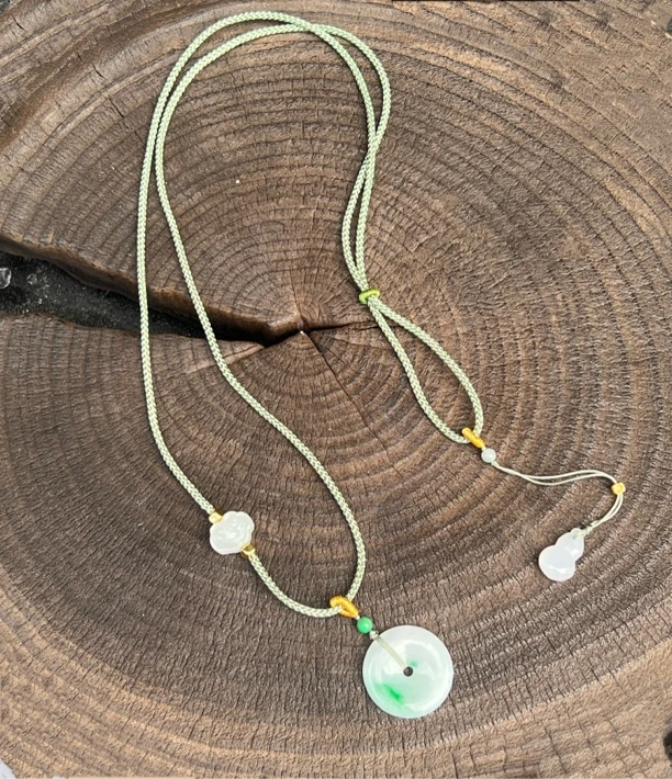 【沐姐珠宝】翡翠平安扣S925银和田玉多样性发一