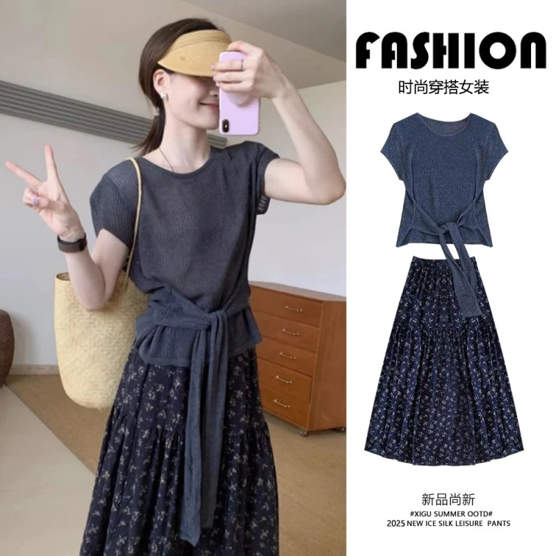 夏日绝美减龄独特设计穿搭半身裙小众炸街高级上衣套装2025款夏