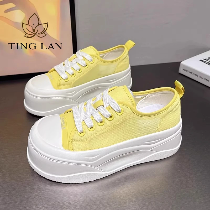 汀兰厚底网纱小白鞋女2025夏季新款百搭松糕底轻便透气休闲面包鞋