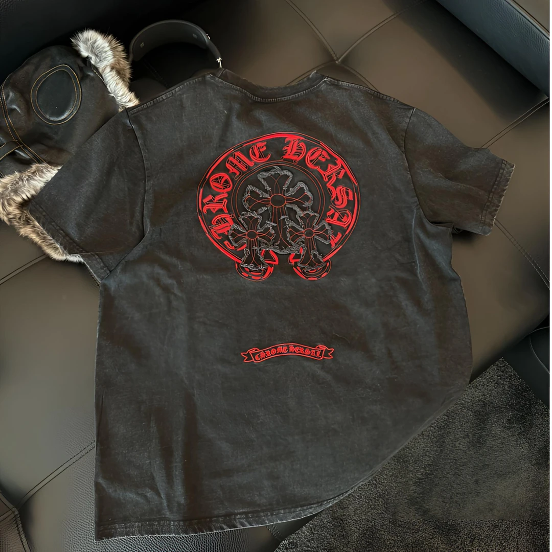 Rebornmoi【vivi老板娘】重工刺绣短袖休闲百搭T(男女同款)DX332