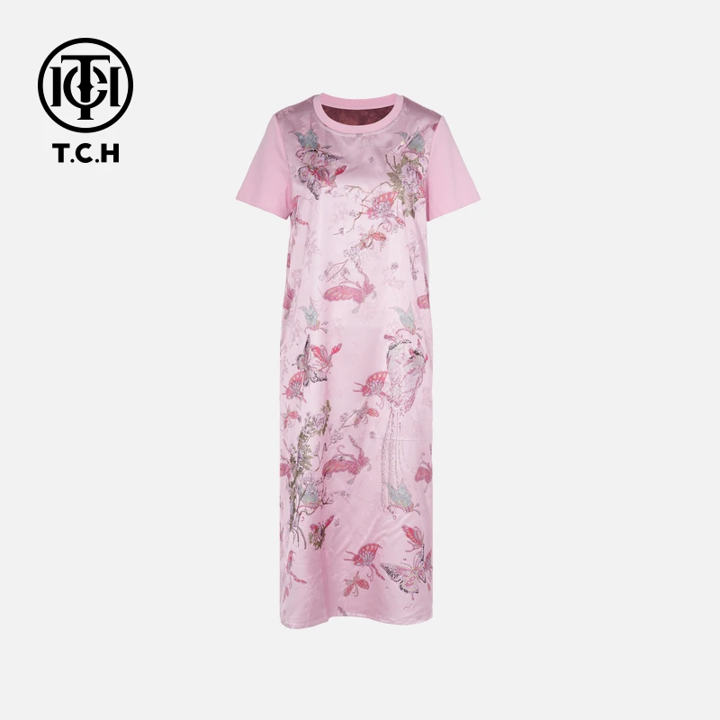 TCH私服烫钻工艺时尚休闲气质蝴蝶连衣裙女T75B30E5111轻奢tch