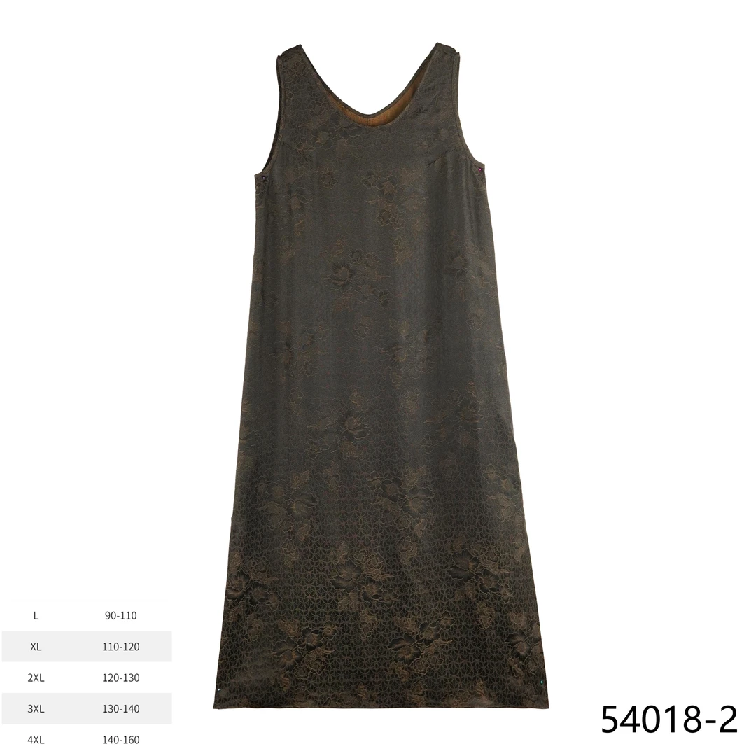 LL 2025春夏新款时尚国风步生莲新中式无袖连衣裙54018-2