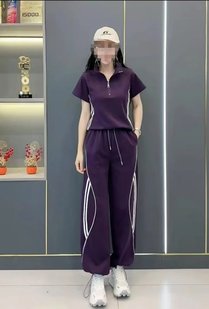 宽松阔腿百搭减龄洋气时尚长裤网红显瘦休闲运动套装运动