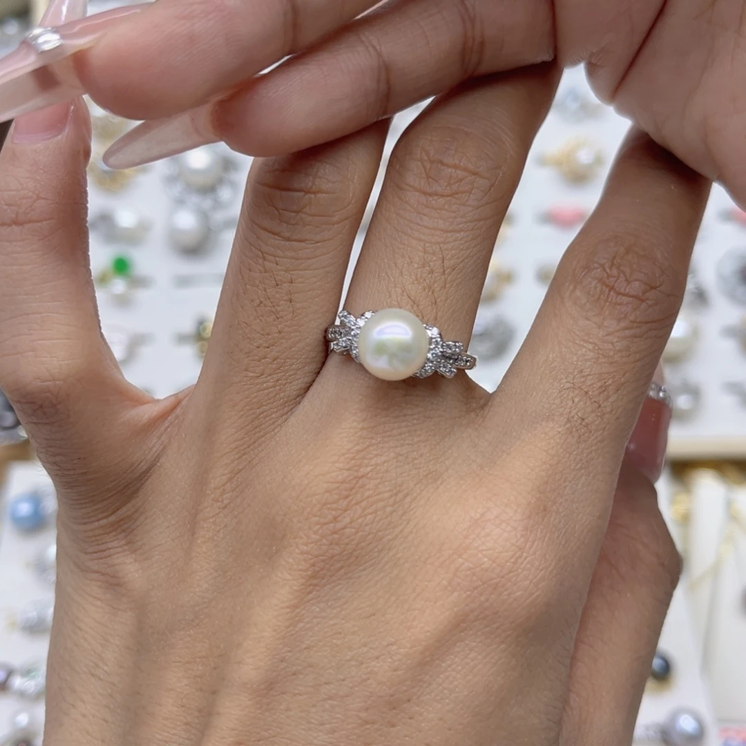 天***尚淡水珍珠戒指合金