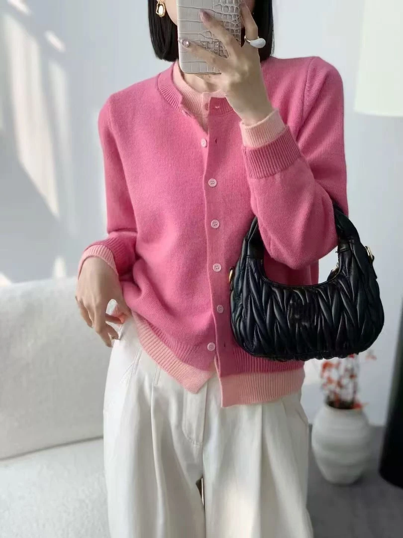 早春假两件。小开衫纯色长袖针织毛衣时尚减龄
