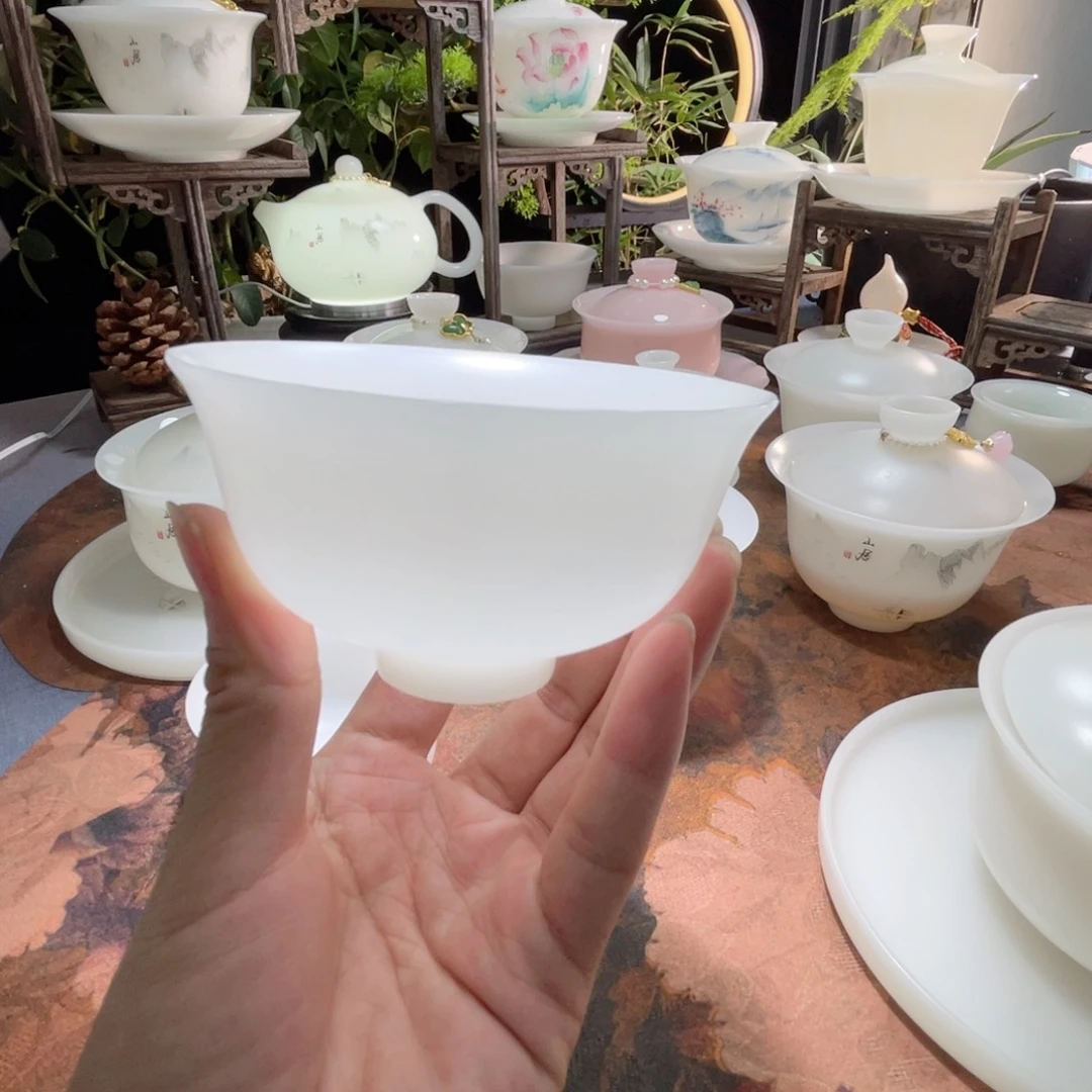 冰晶璞玉素烧花口杯