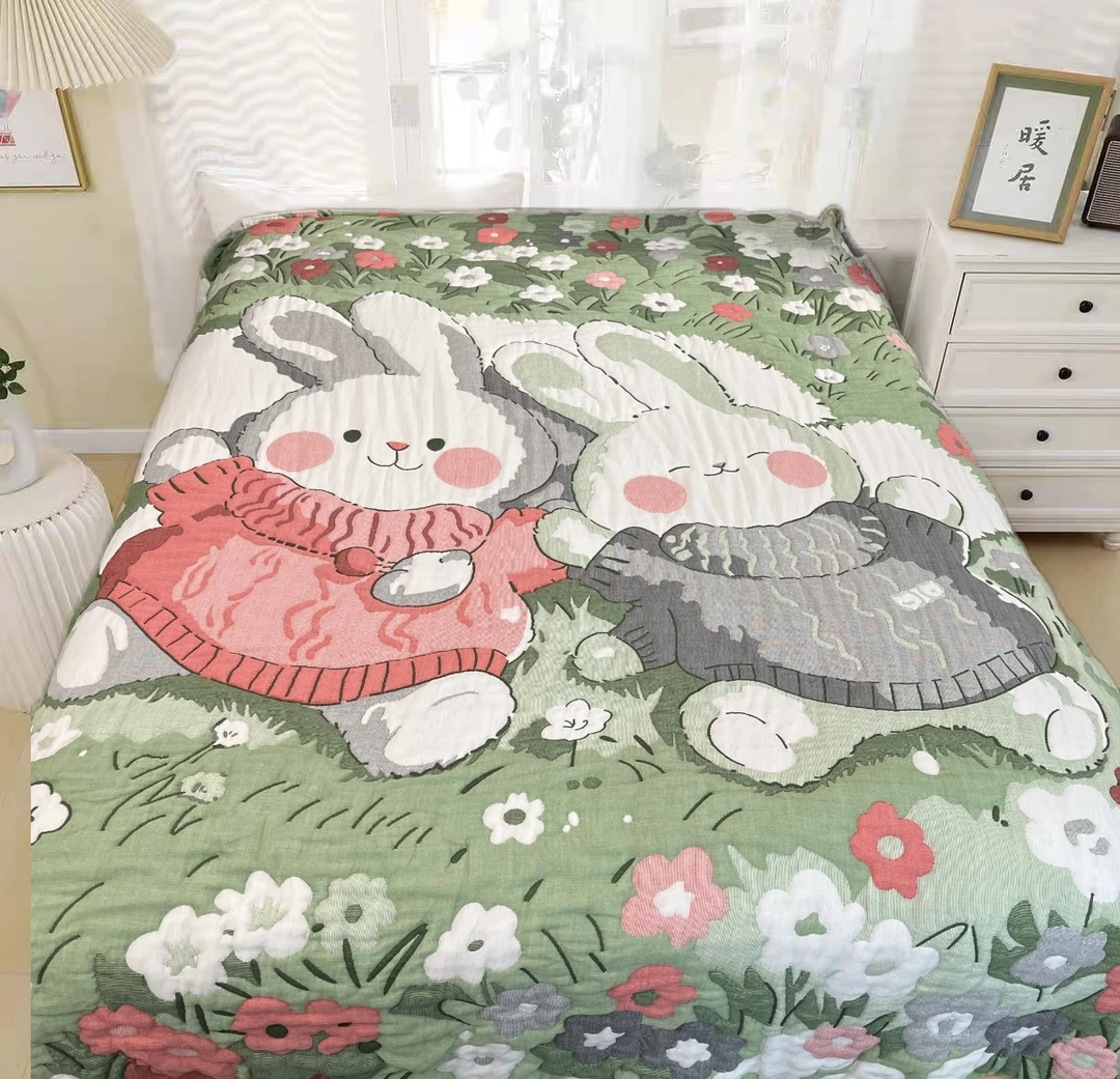 【躺平小兔】200*230cm  A类全棉纱布云朵泡芙被