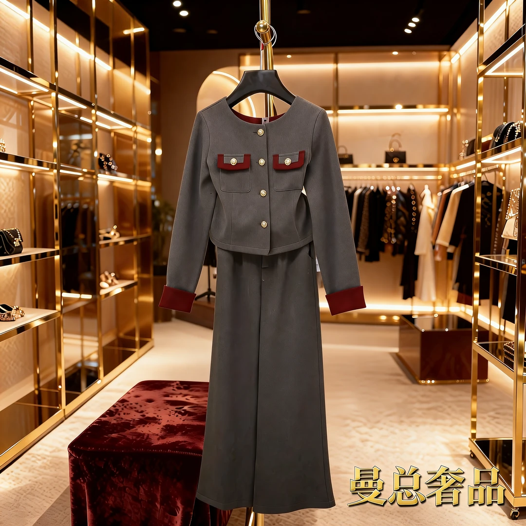 休闲风法式时尚套装西装连衣裙毛呢秋装休闲女装洋气