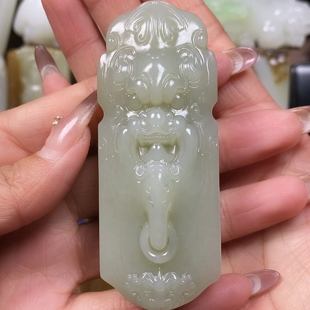 和田玉挂件未镶嵌紫****9