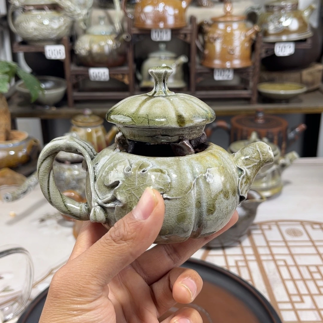 160cc白泥柴烧微瑕南瓜壶