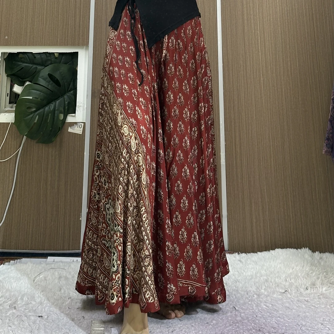 A222号酒红色大摆裙