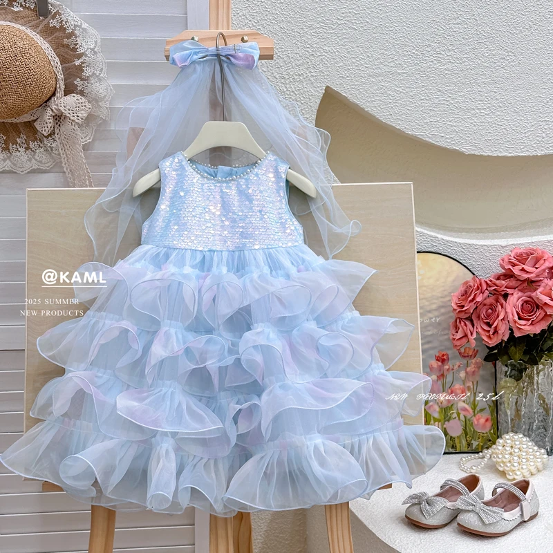 HM ‘现’女童连衣裙2025夏季新款超仙吊带超仙公主裙无蓬蓬裙