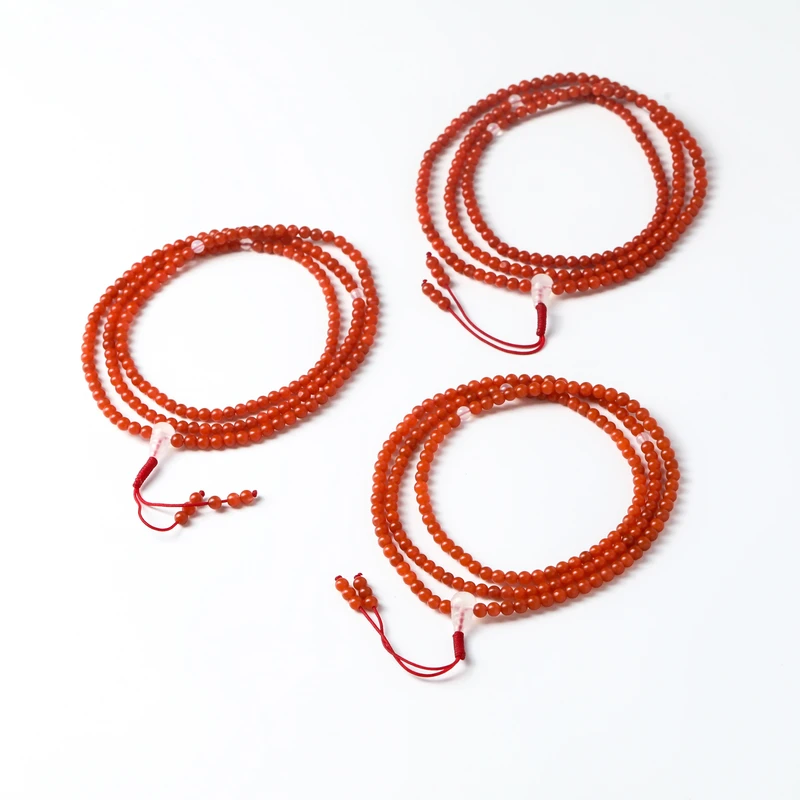 保山南红纯原矿无胶多圈手串约4mm19-20g多样性发货发其一0630-06