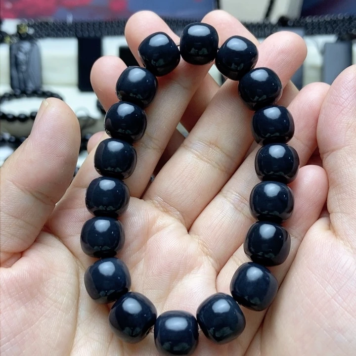未镶嵌手链和田玉（墨玉）卡12老型手串