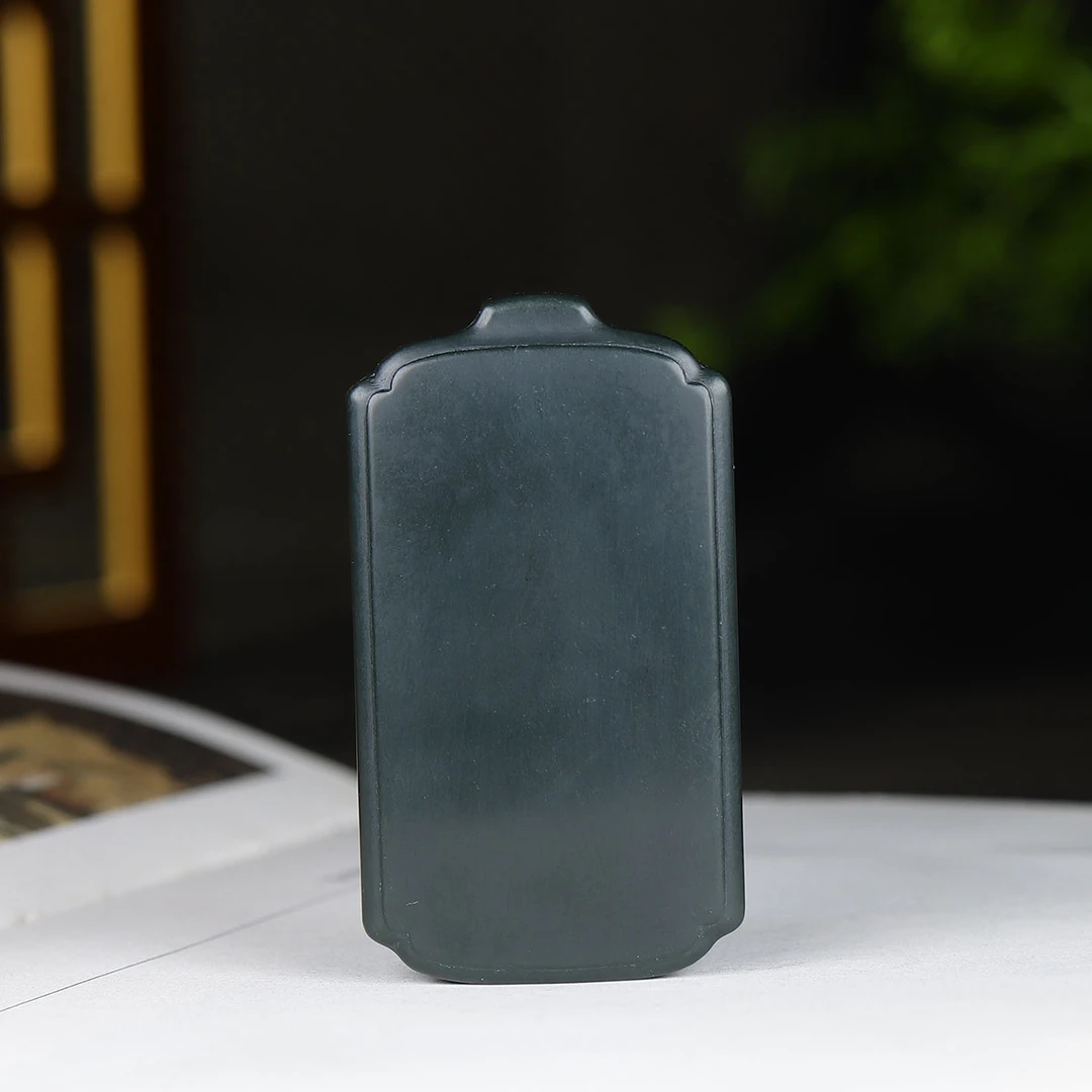 122635和田玉青玉无事牌挂件