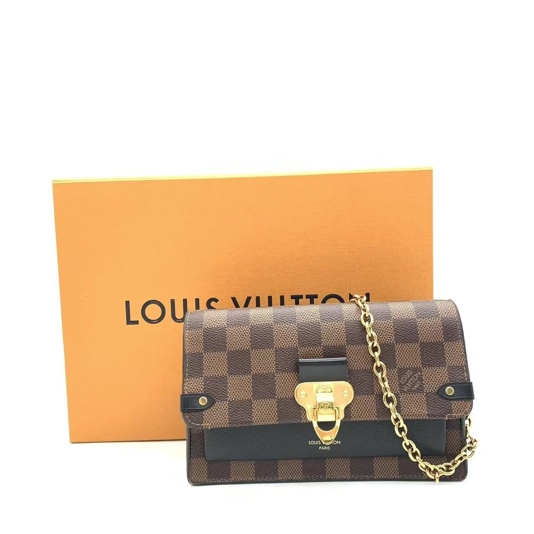 95新 LouisVuitton/路易威登 【安则专属】棕棋盘格拼黑vavin woc包