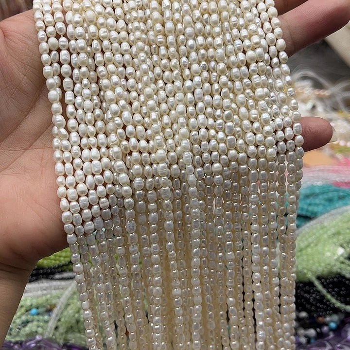玛瑙/玉髓未镶嵌珠宝半成品一条3mm左右米珠珍珠