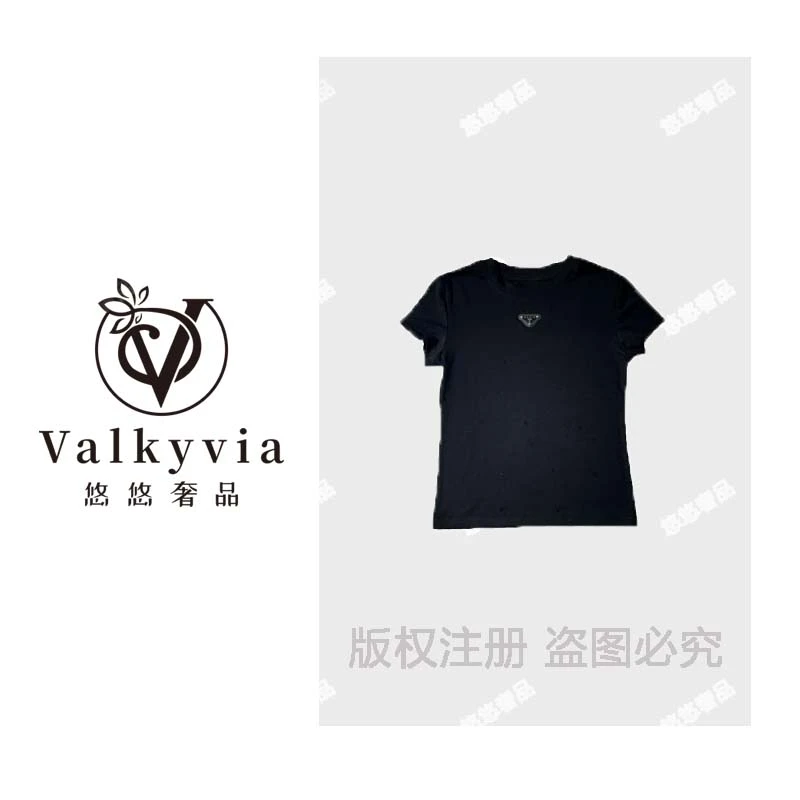 【Valkyvia/悠悠奢品】新款百搭圆领短袖T恤女