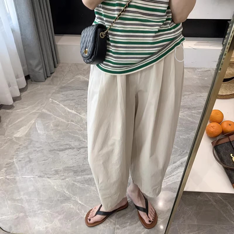 孕妇裤子工装裤夏季薄款冰爽奶奶裤夏天凉凉裤休闲外穿弯刀九分裤