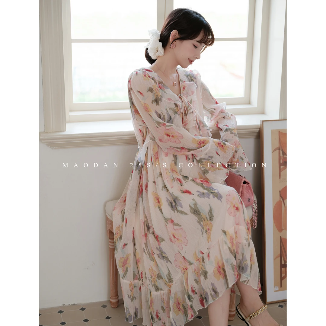 maodan/猫单清仓【花屿和风】娜娜的孕期穿搭/孕妇装温柔气质碎花裙