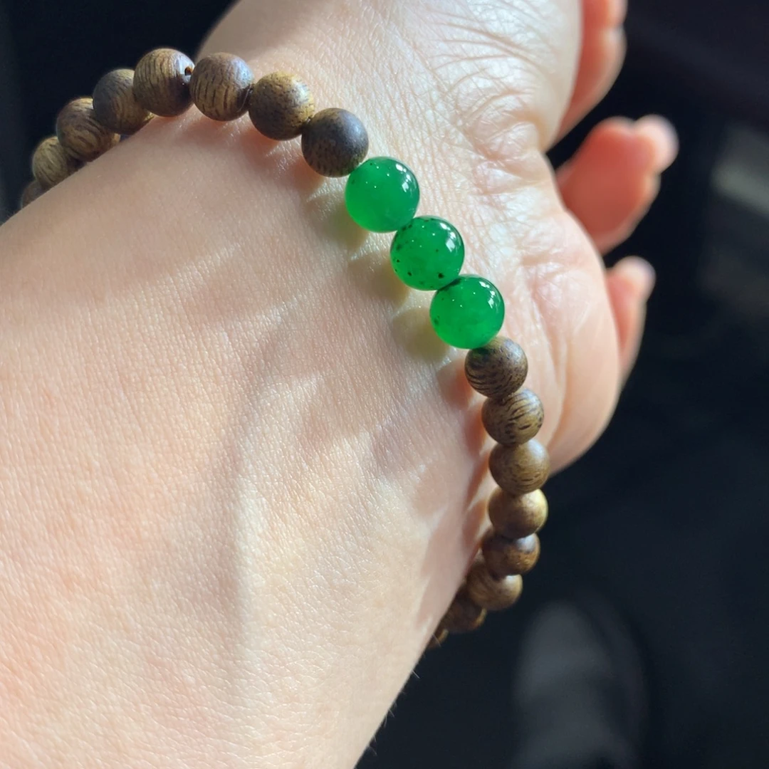 翡翠未镶嵌手链冰胶细润虎皮翠辣色卡6.5