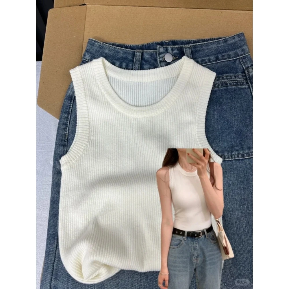 红色显白针织吊带女春夏季修身辣妹风背心chic防走光内搭打底上衣