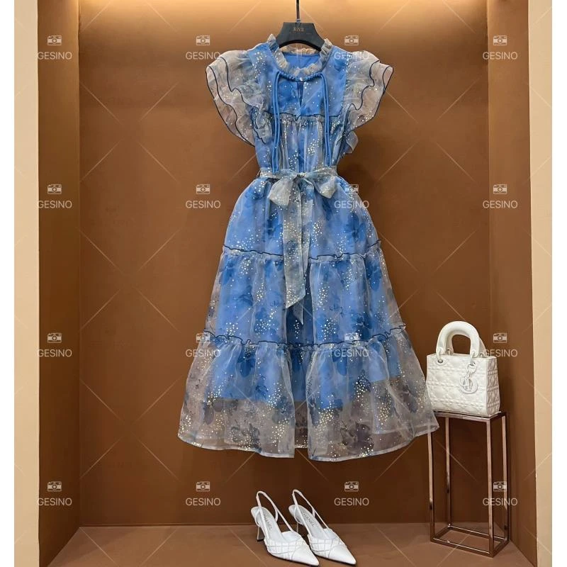 【露】春夏丨设计师轻奢法式印花女士连衣裙 CX-2024573