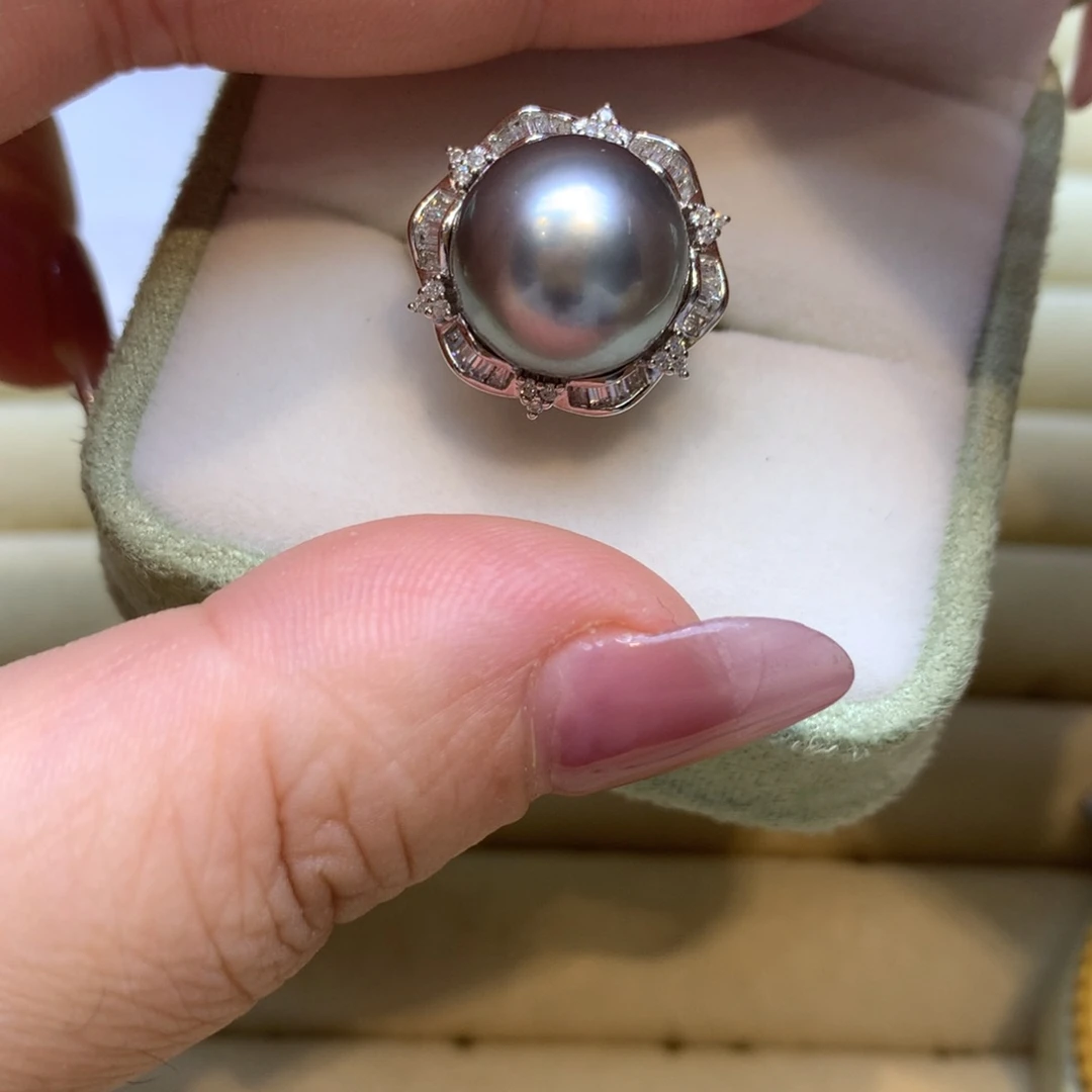 银S925镶嵌戒指海水珍珠