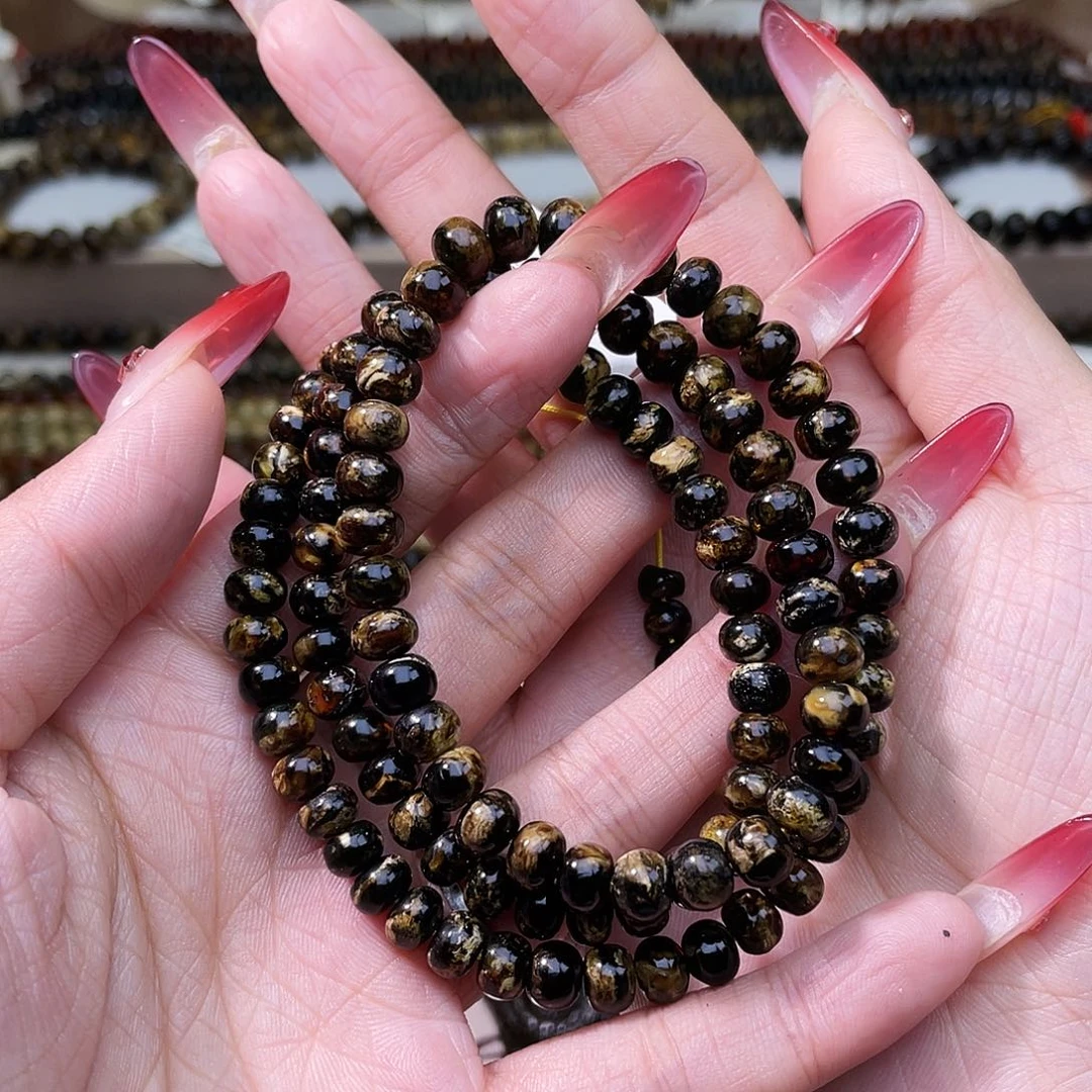 琥珀未镶嵌裸石6黑花