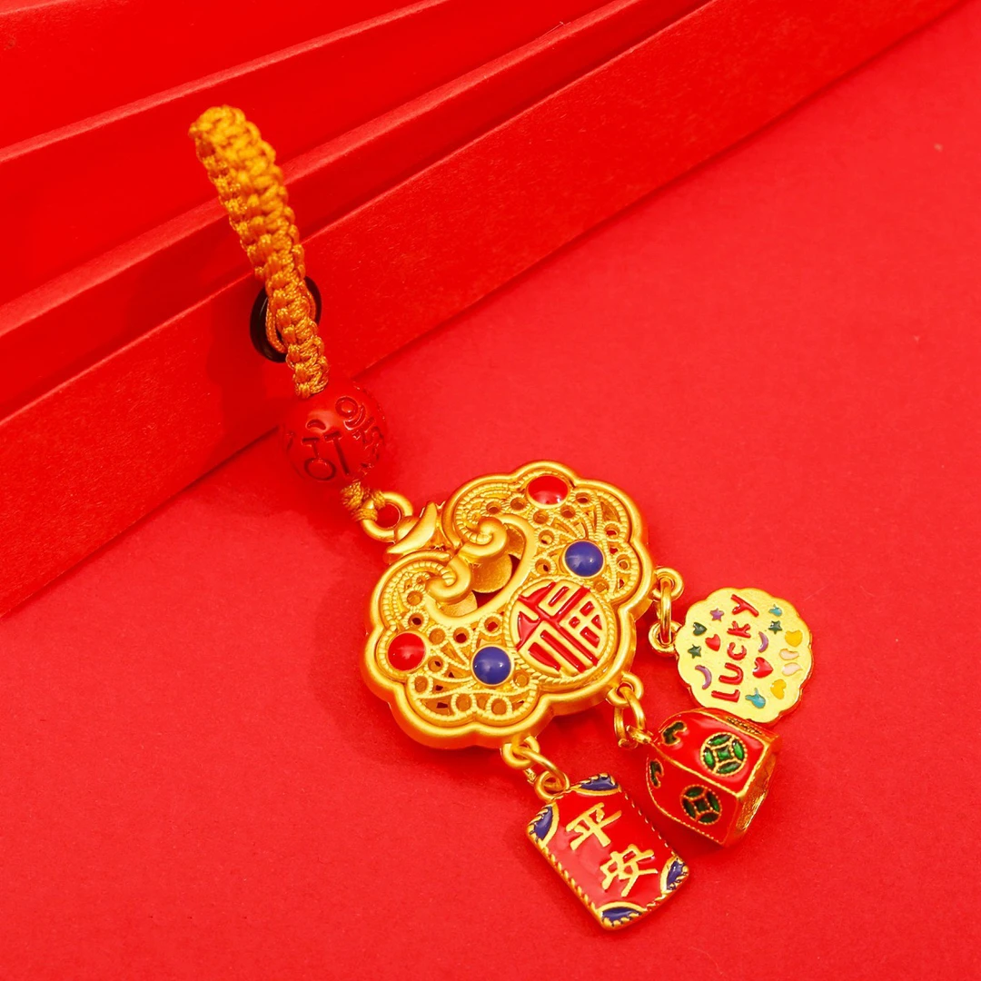 古风禅意如意锁钥匙扣挂件创意平安车饰个性挂饰