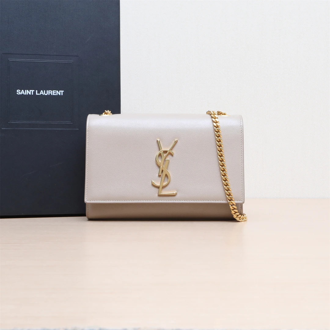 95新 YSL/圣罗兰 小花攀攀KATE 小号 20 荔枝皮 奶茶色