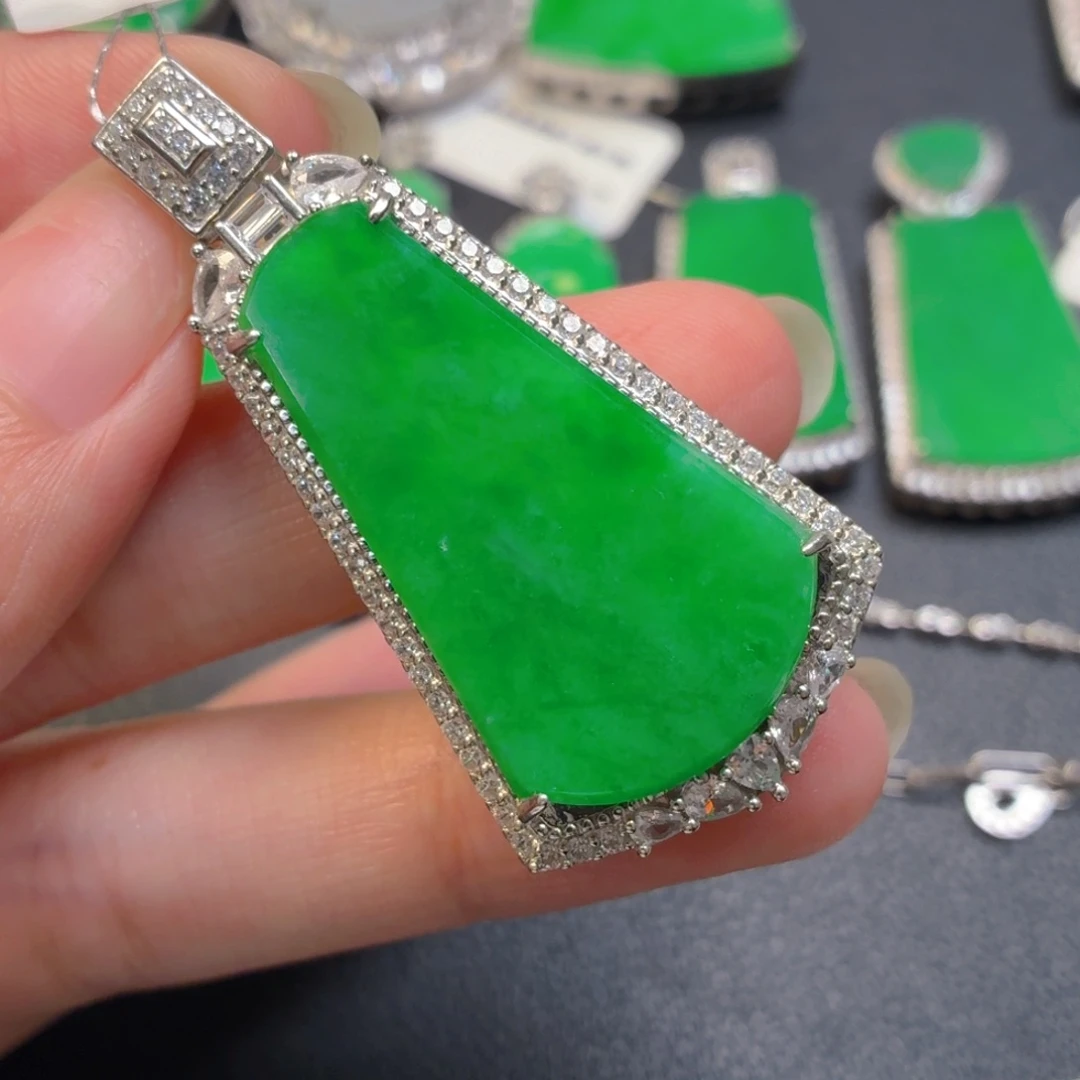 翡翠银S925镶嵌吊坠(不含链)