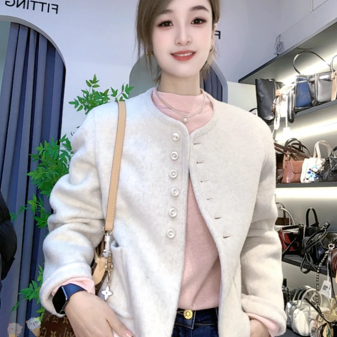 饭饭家 气质小香风双面呢外套