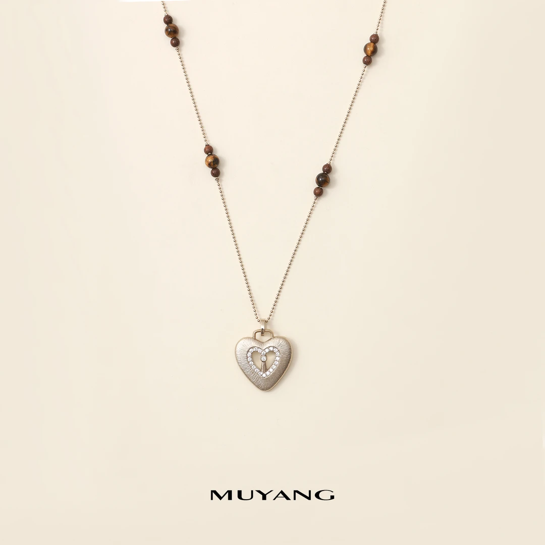muyang/慕阳 铜合金琉璃项链 气质时尚百搭简约精致坠链心媛项链