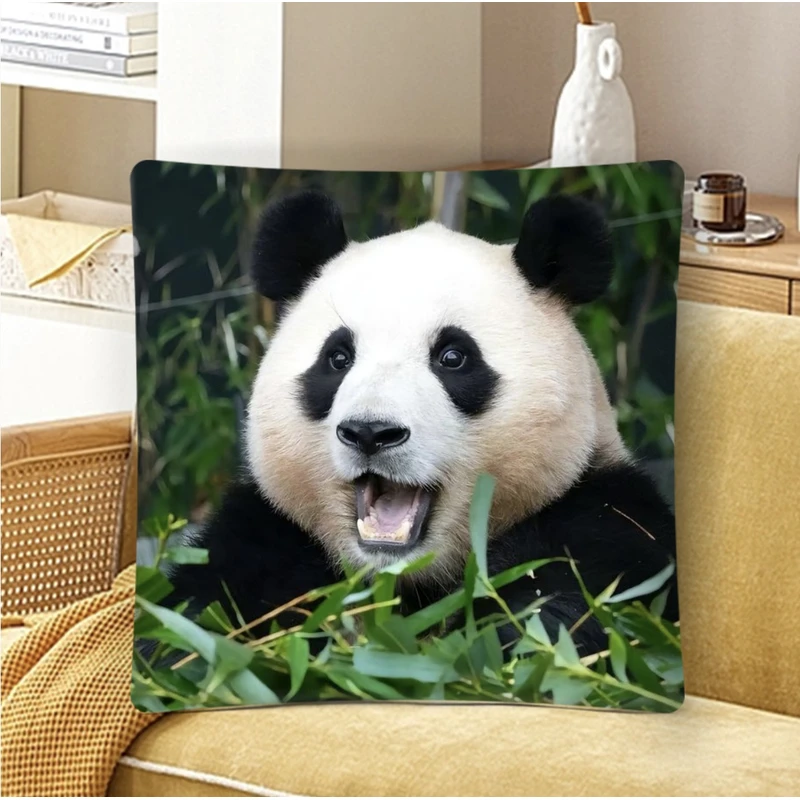 大熊猫福宝周边抱枕靠垫福宝和爷爷靠枕沙发客厅卧室靠枕双面创意