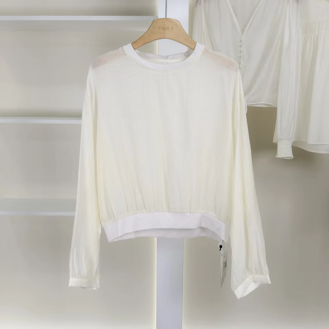 麦迪尚品【夕Y】50909567 春季简约轻薄针织圆领罩衫品牌女装